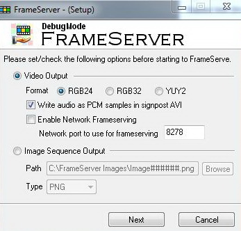 Debug mode. Rgb24 кодек. Скачать: frameserver. Openbare frameserver.